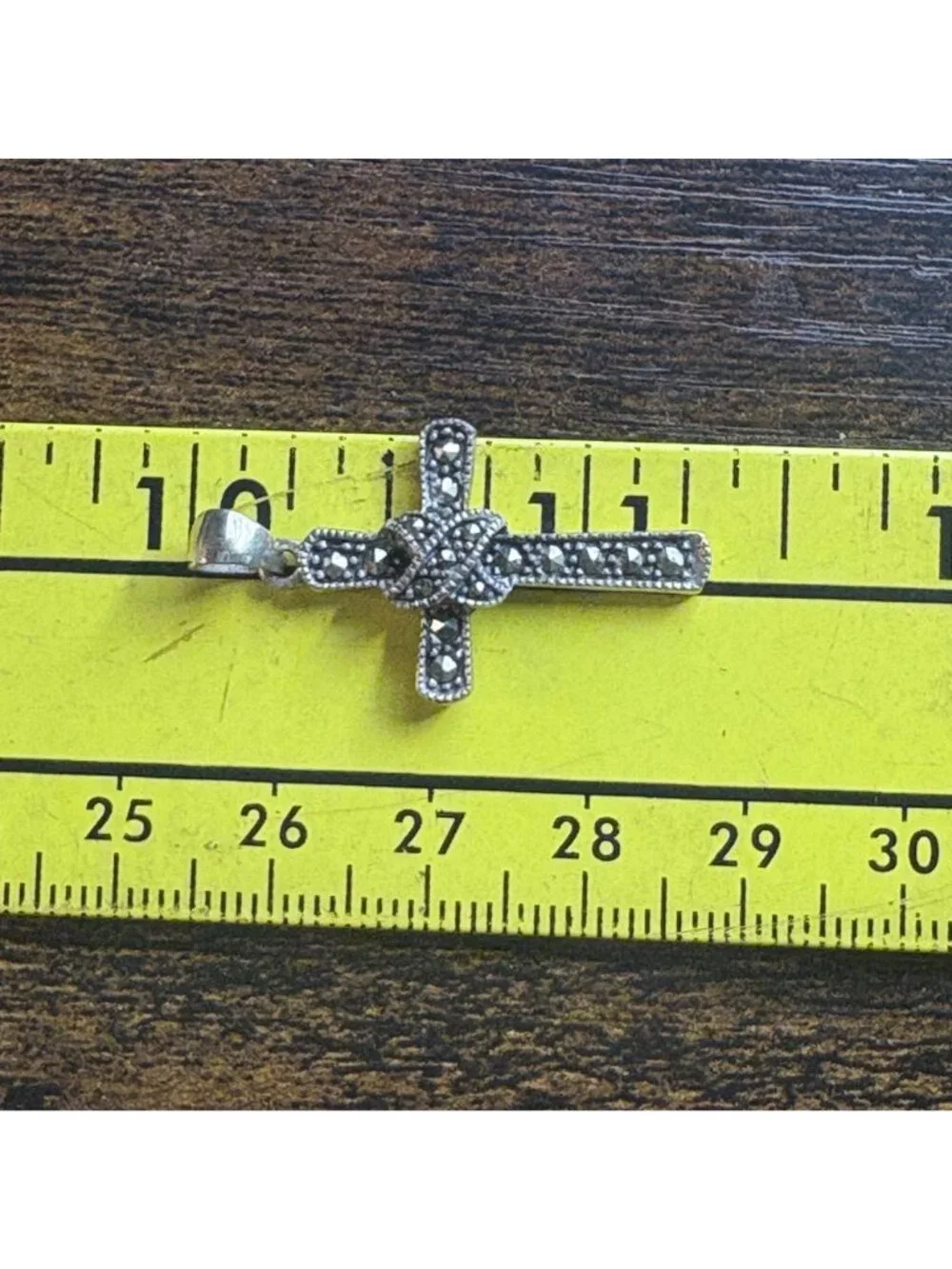 Marcasite Cross Pendant Sterling Silver 925 Size 1.25